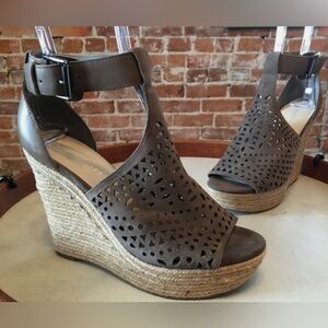 Marc Fisher Espadrille Stylish Brown Wedge Sandals